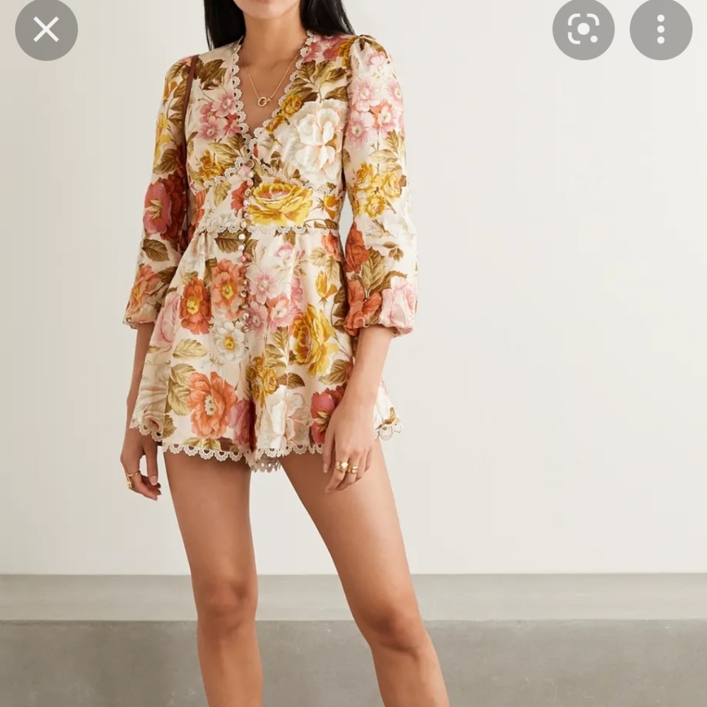 Zimmermann Bonita Through Playsuit Floral AU 0 US 4